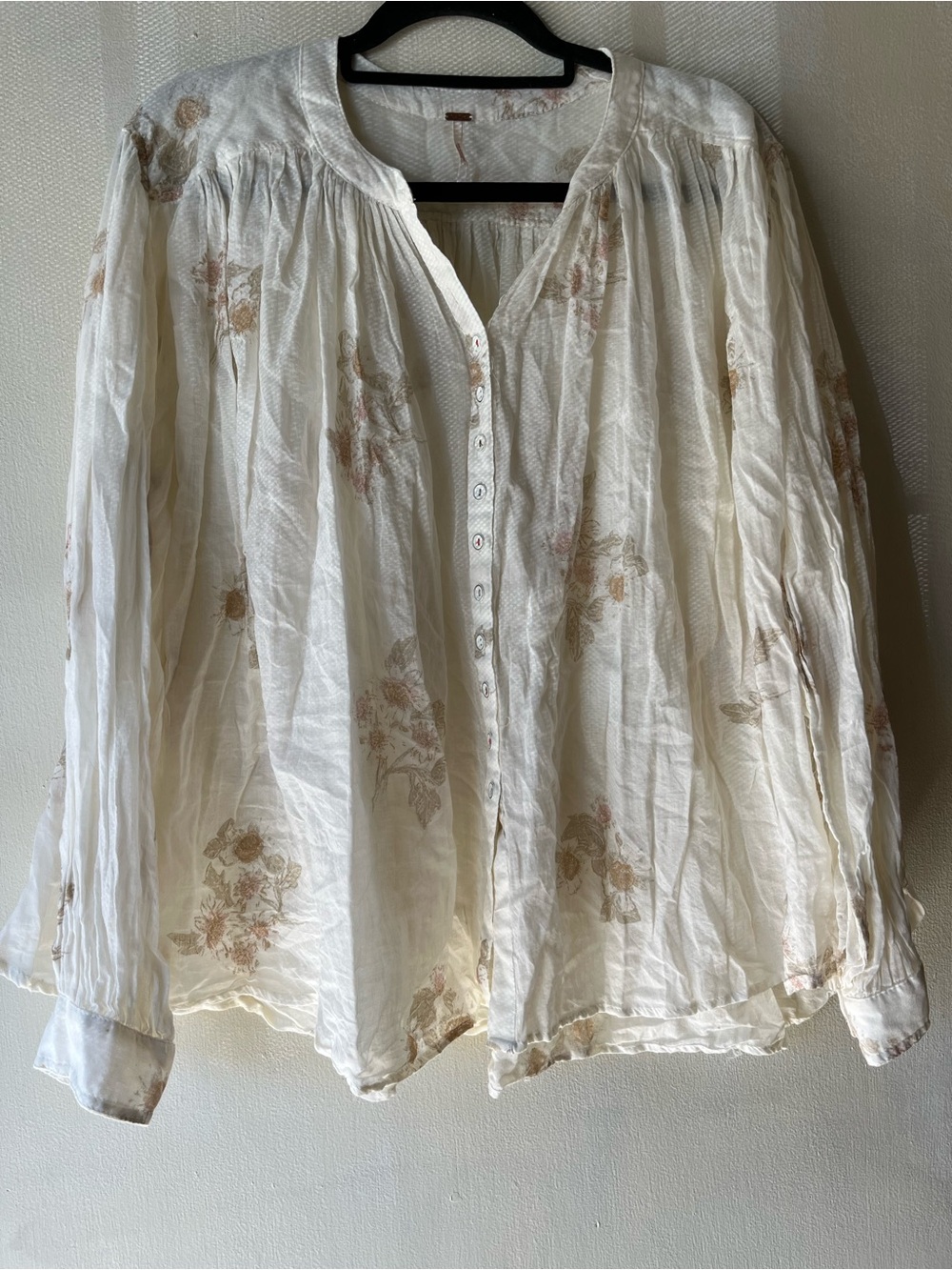 Free People Floral Cotton Blouse 
Size Small